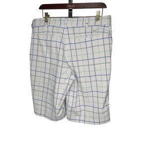 34" W34 Nike Golf Plaid Mens Golf Shorts White Blue Green *small mark